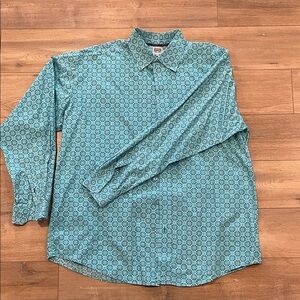 Cinch Teal Geometric Button Down Shirt